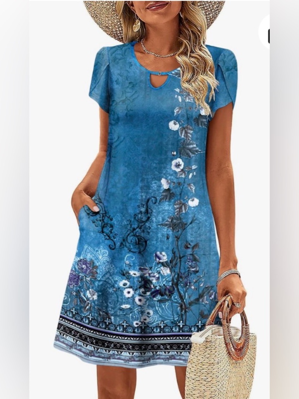 Brand New-Zeagoo A-Line Floral Dress With Pockets